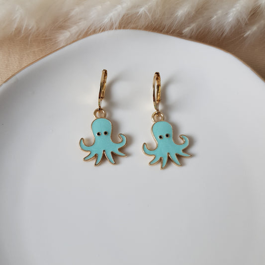 Blue octopus earrings