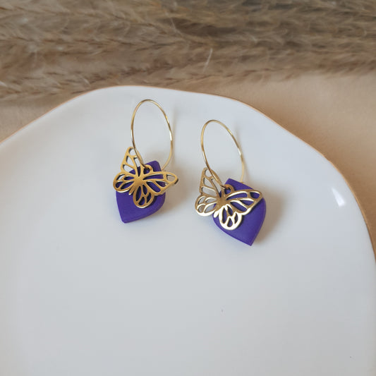 Purple butterfly hoops