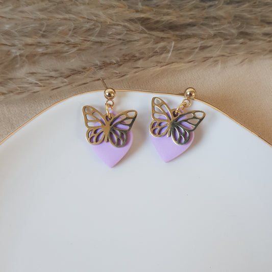 Gold butterfly dangle earrings