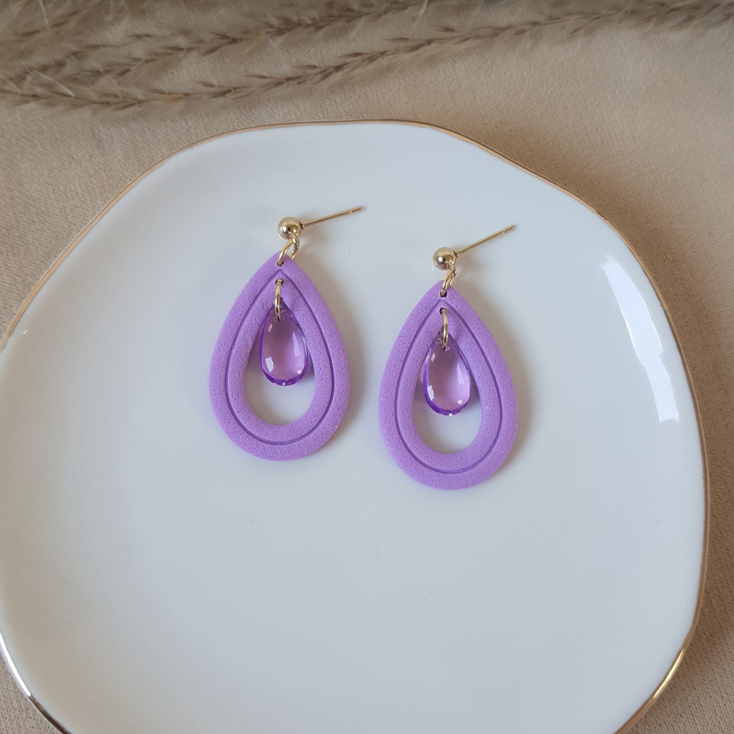 Purple drop earrings
