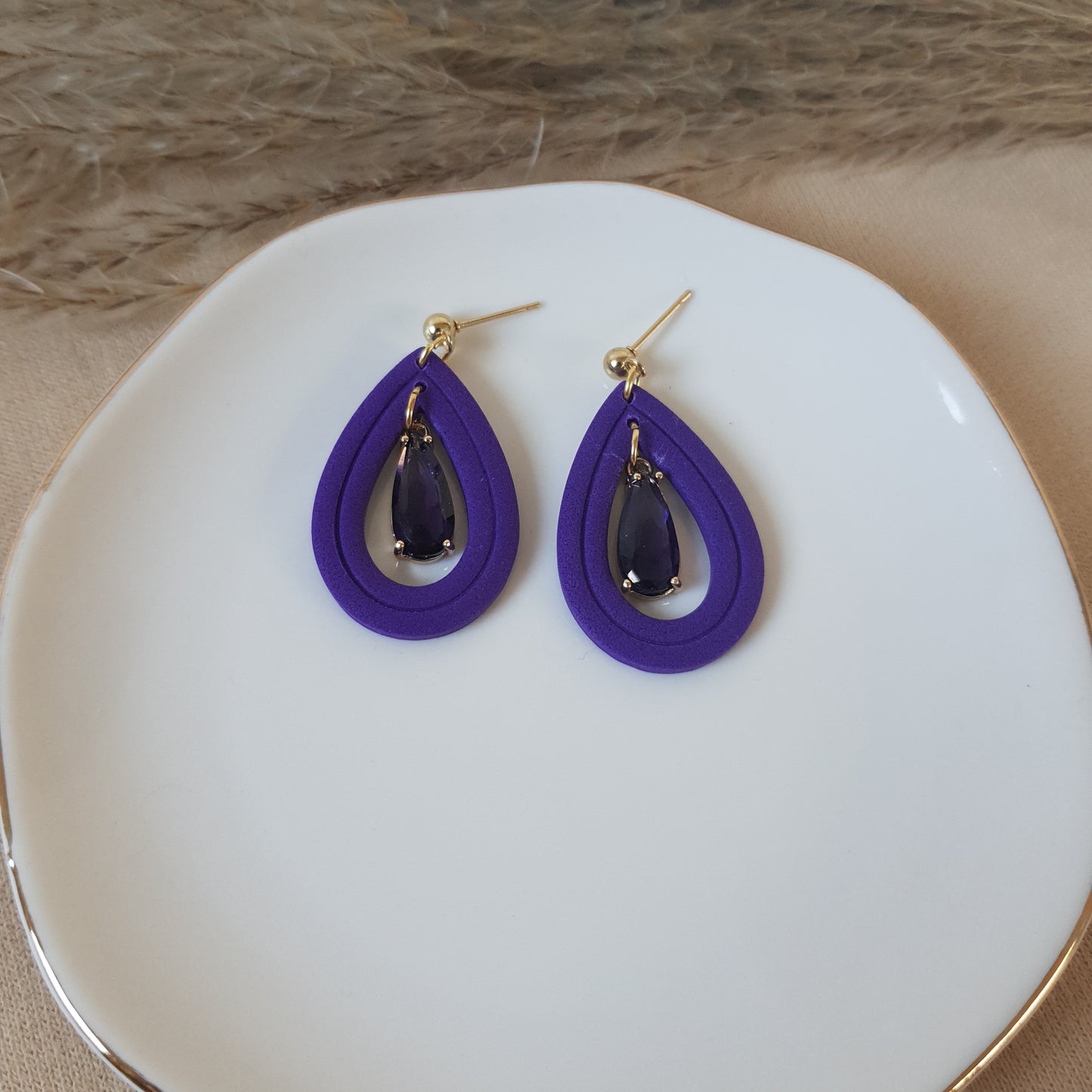 Dark purple drop earrings
