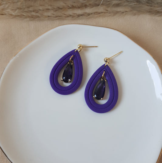 Dark purple drop earrings
