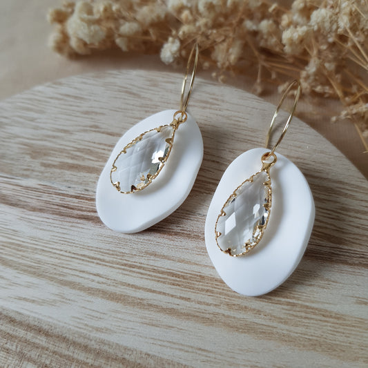 Elegant crystal drop hoop earrings