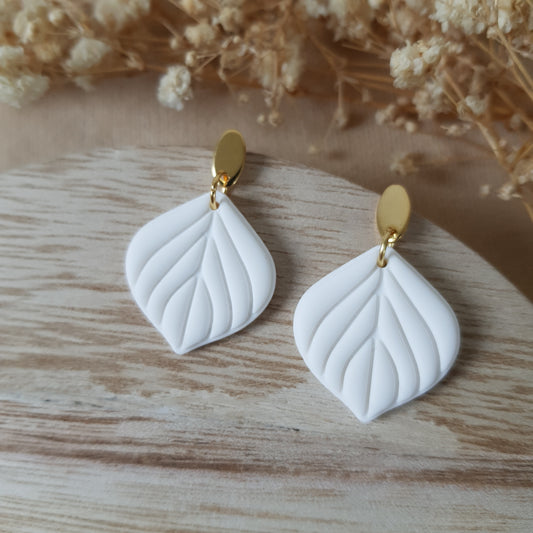 White dangle leaf earrings