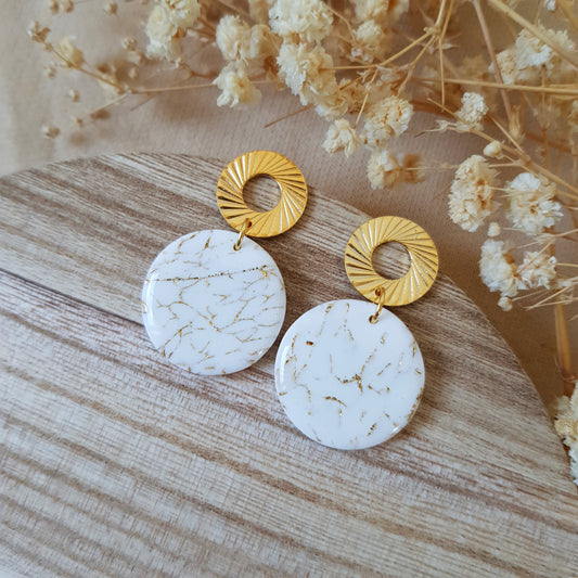 Cracked white stone earrings
