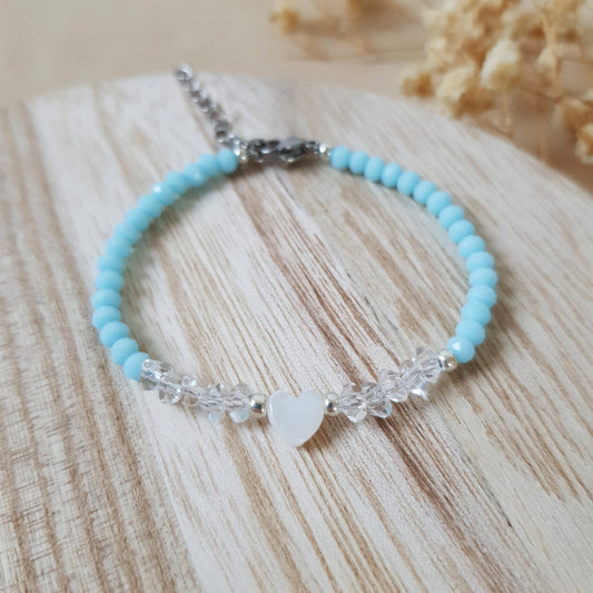 Pearl blue heart bracelet