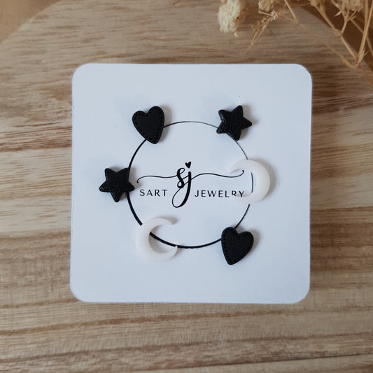 Heart star and moon earrings