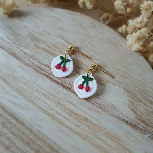 Mini cherry dangle earrings