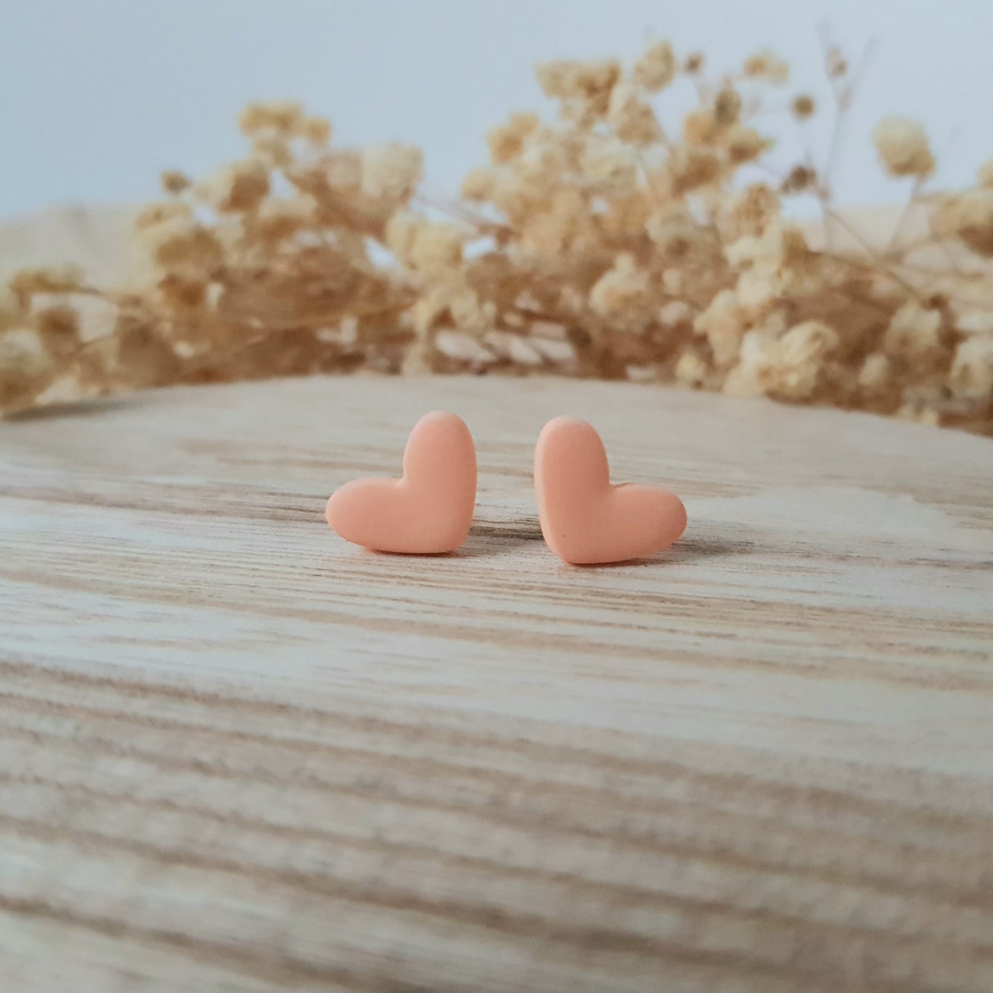 Peach heart earrings