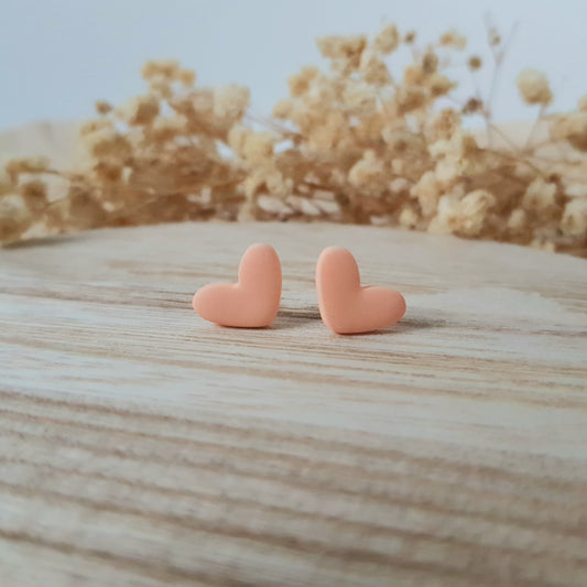 Peach heart earrings