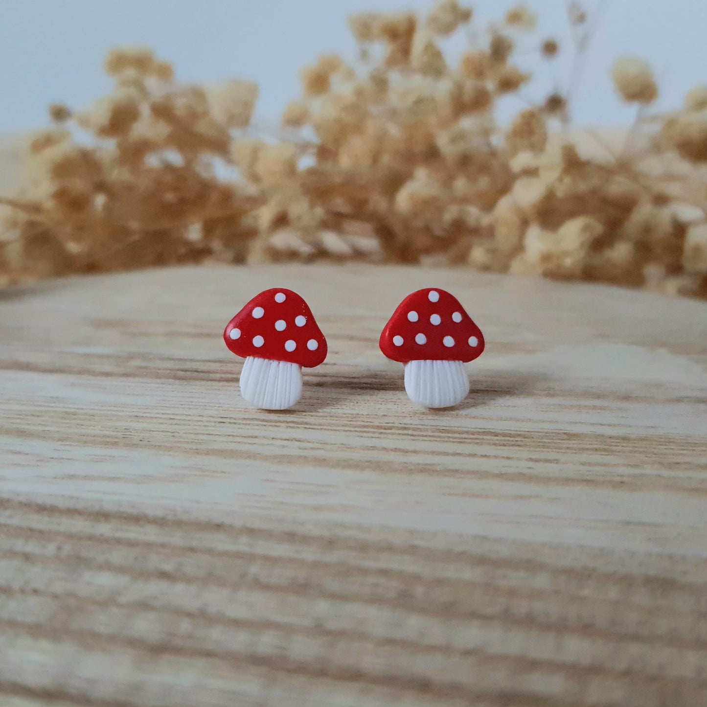 Red mushroom earrings