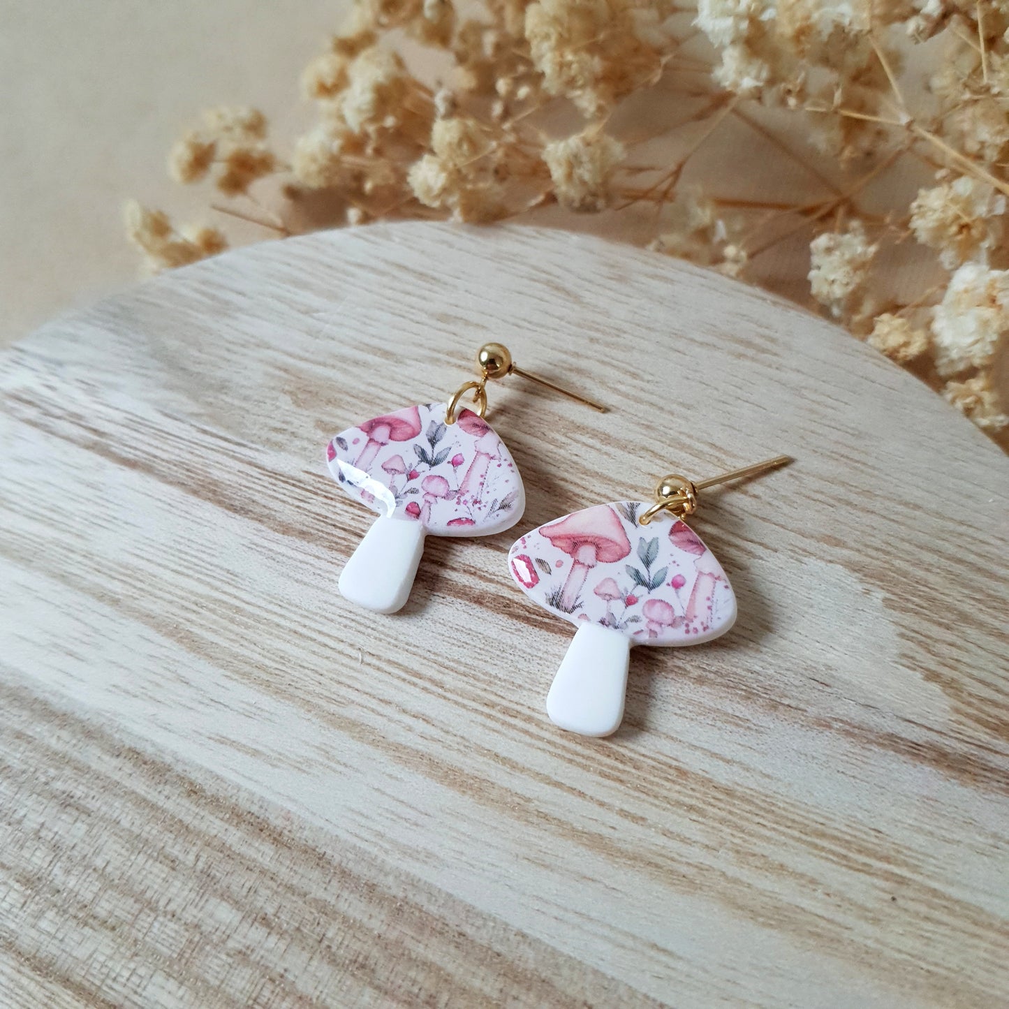 Viseči uhani bele gobice