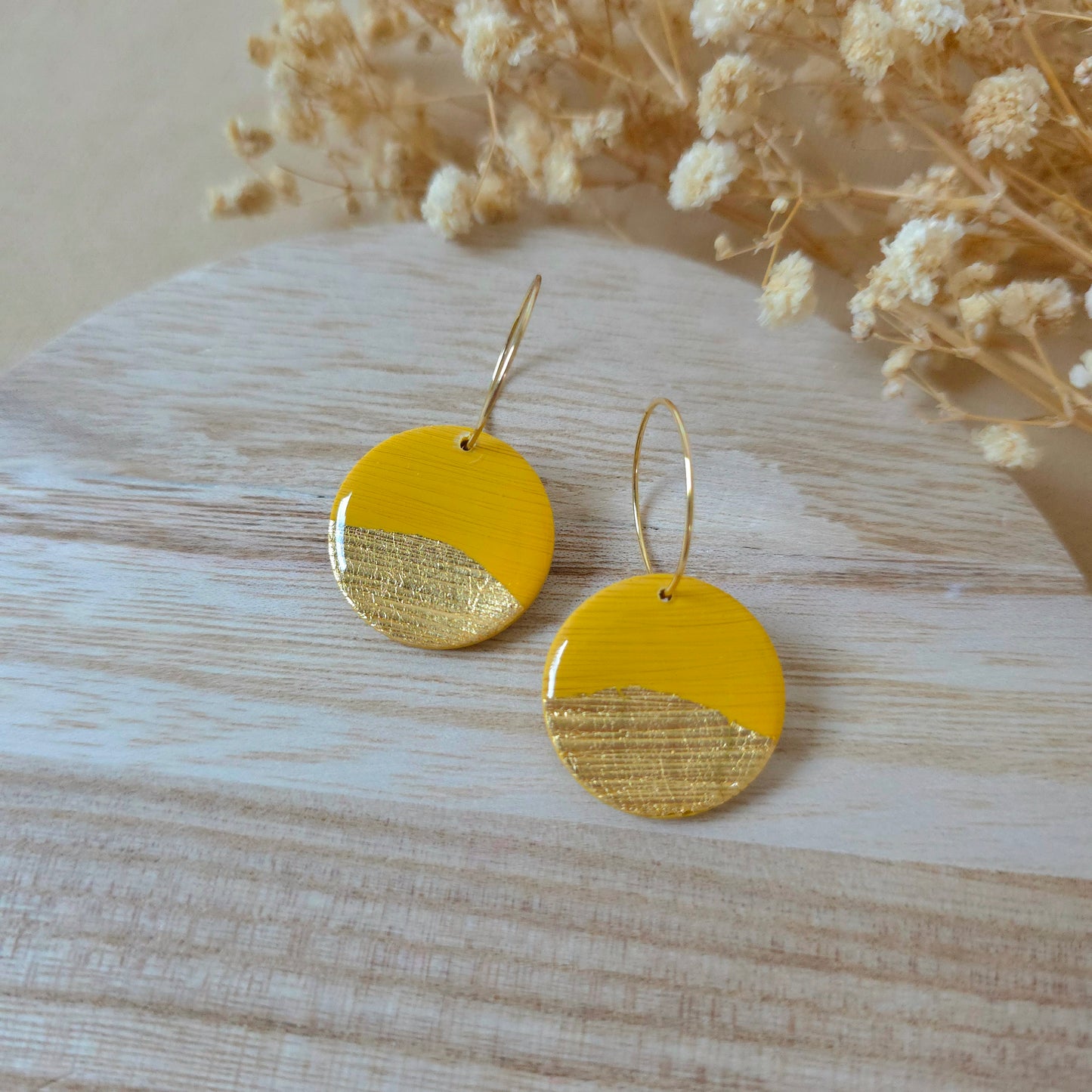 Gold and yellow sun earrings