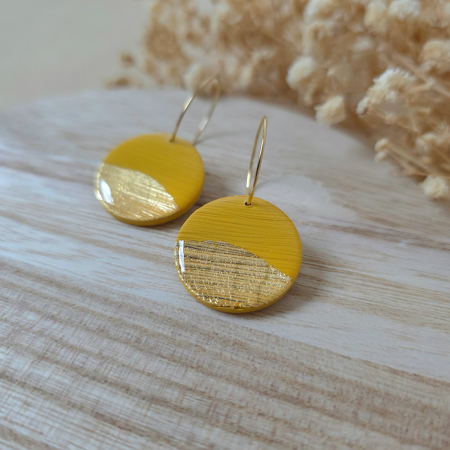 Gold and yellow sun earrings