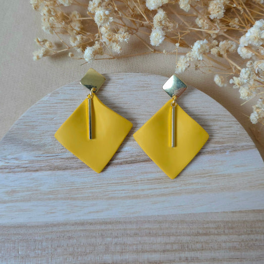 Yellow and gold dangle earrings