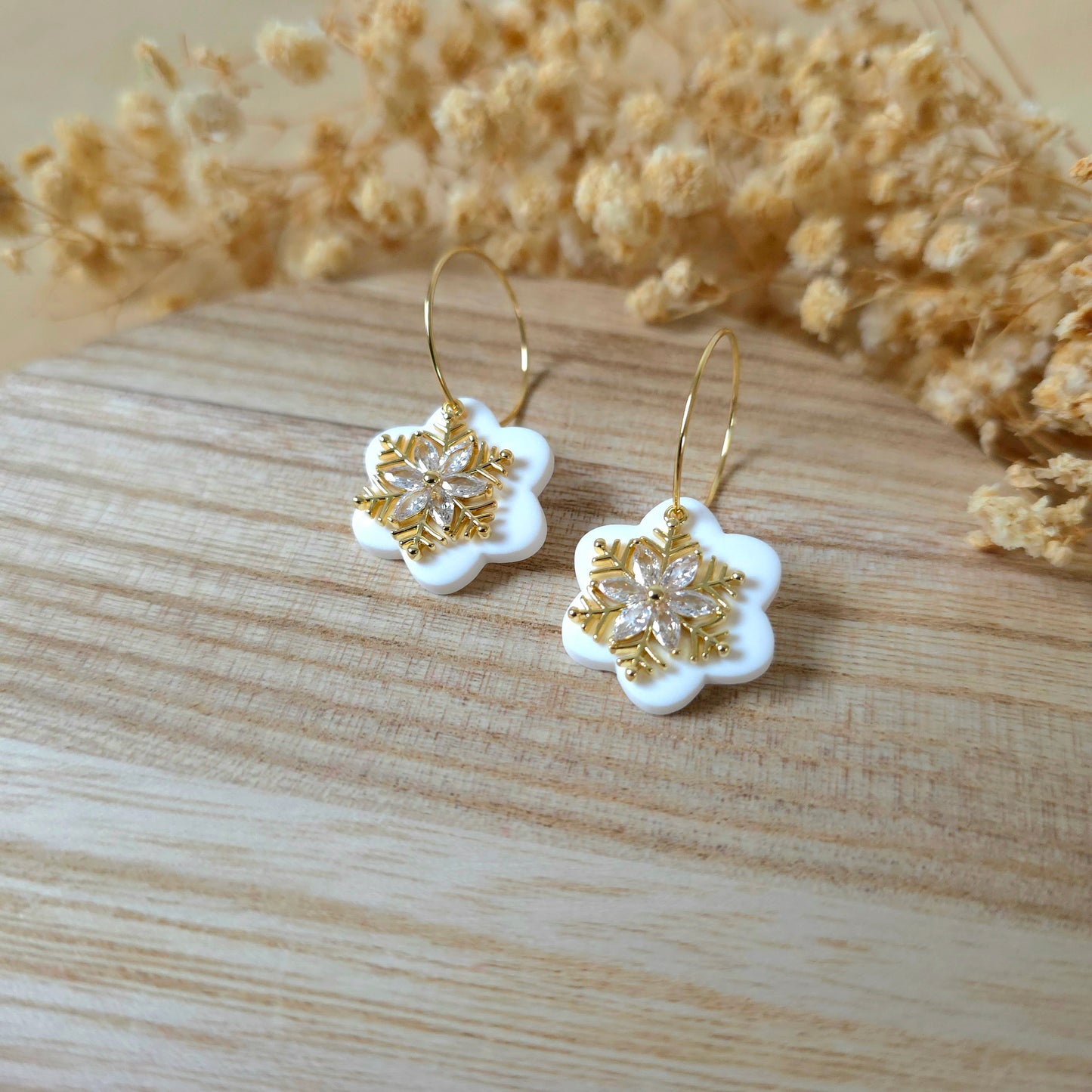 Uhani viseče rožice snežinke