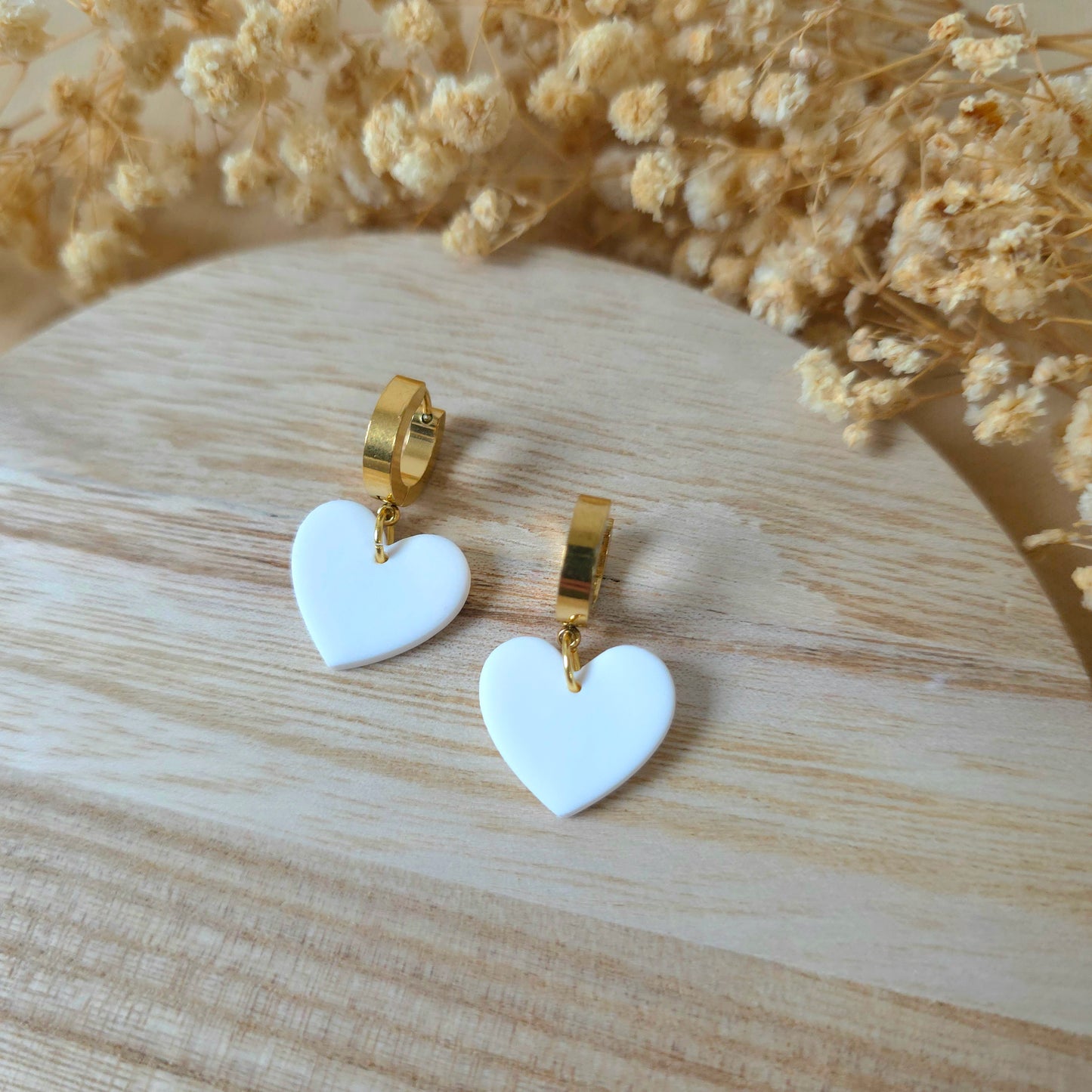 Viseči uhani bela srca