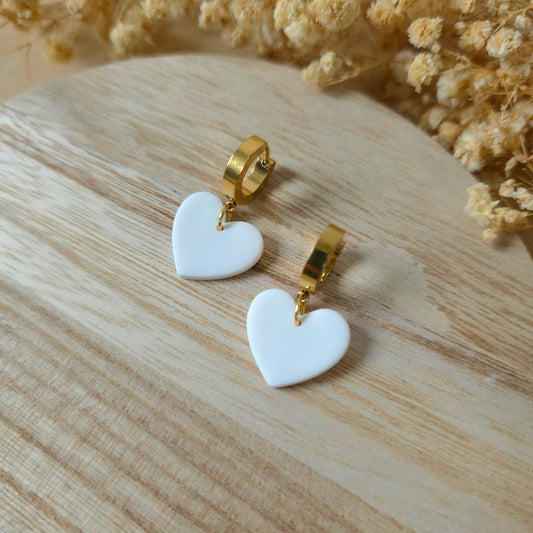 Viseči uhani bela srca