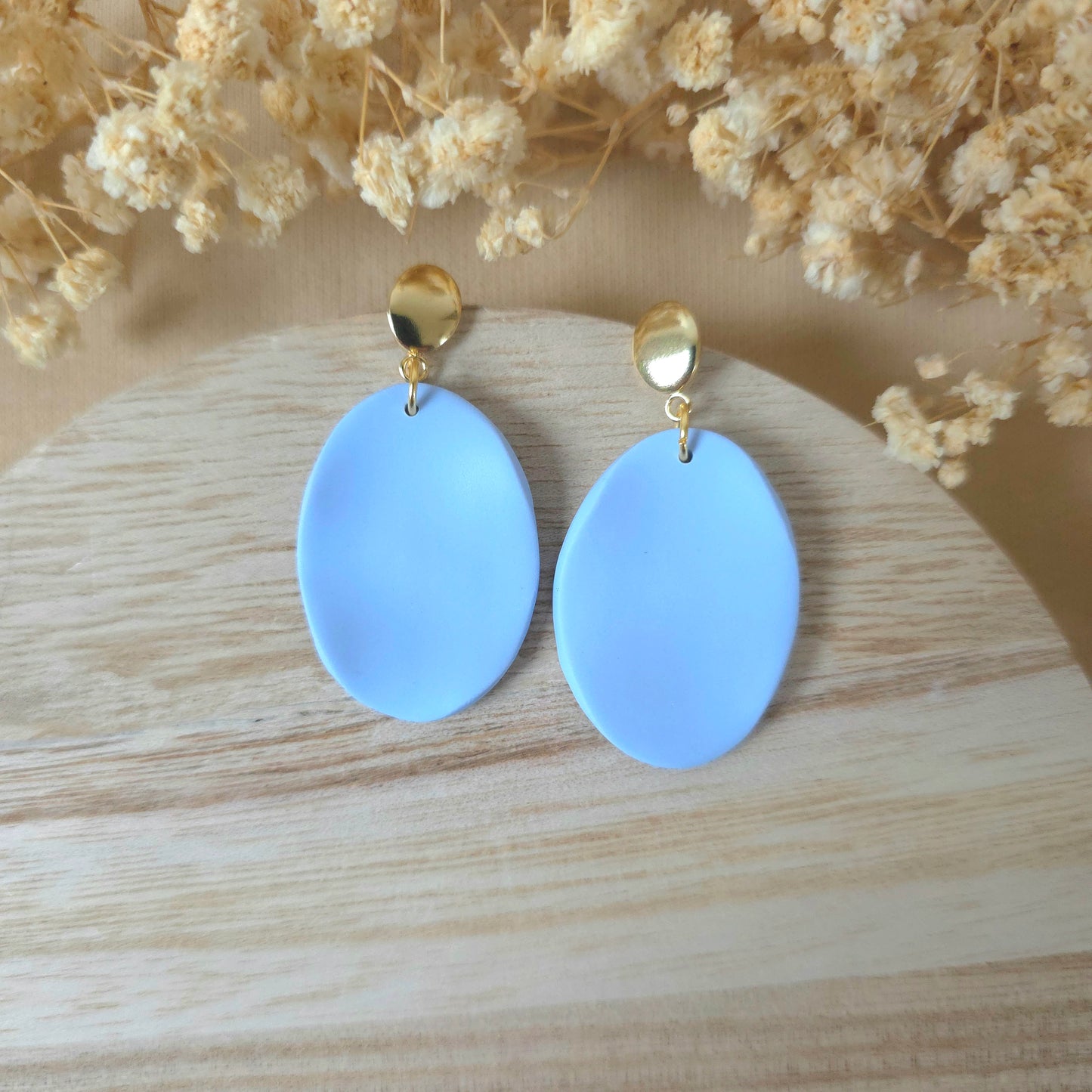 Elegant blue oval dangle earrings