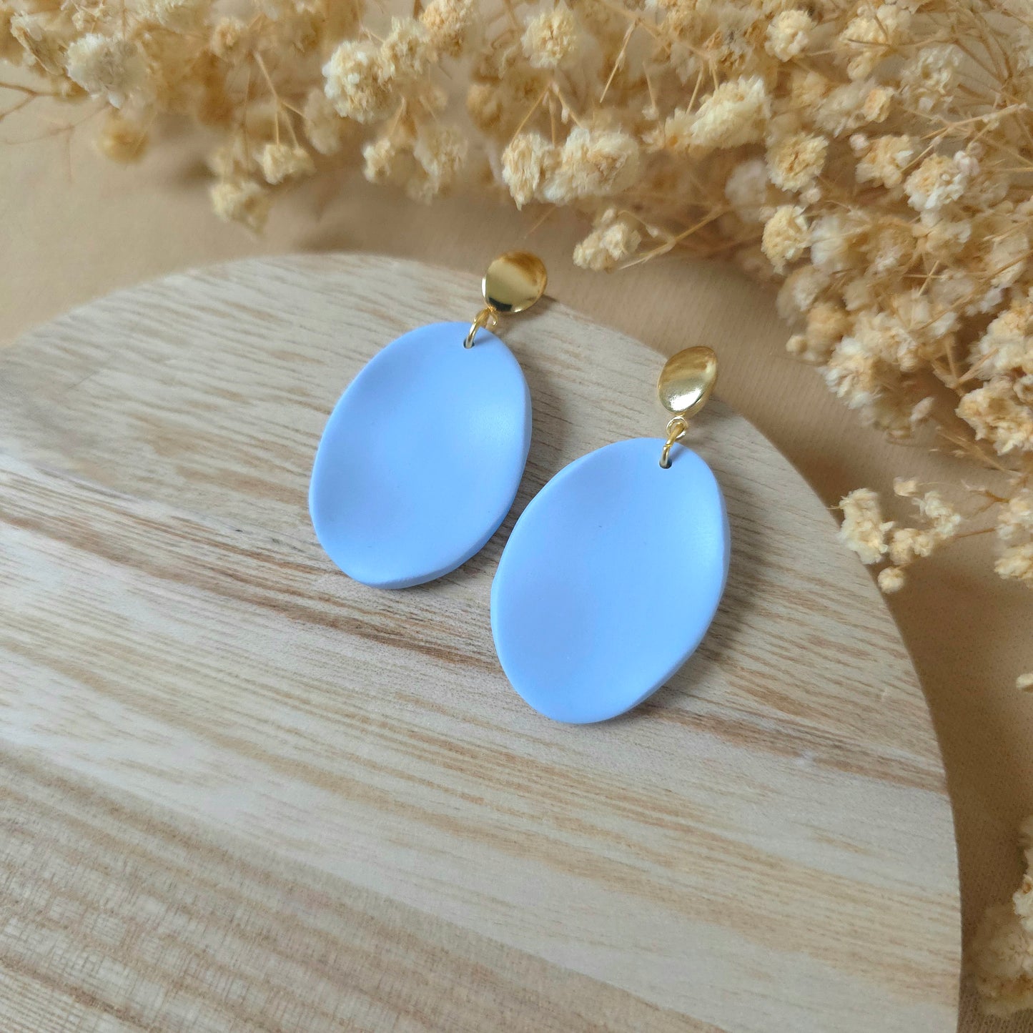 Elegant blue oval dangle earrings