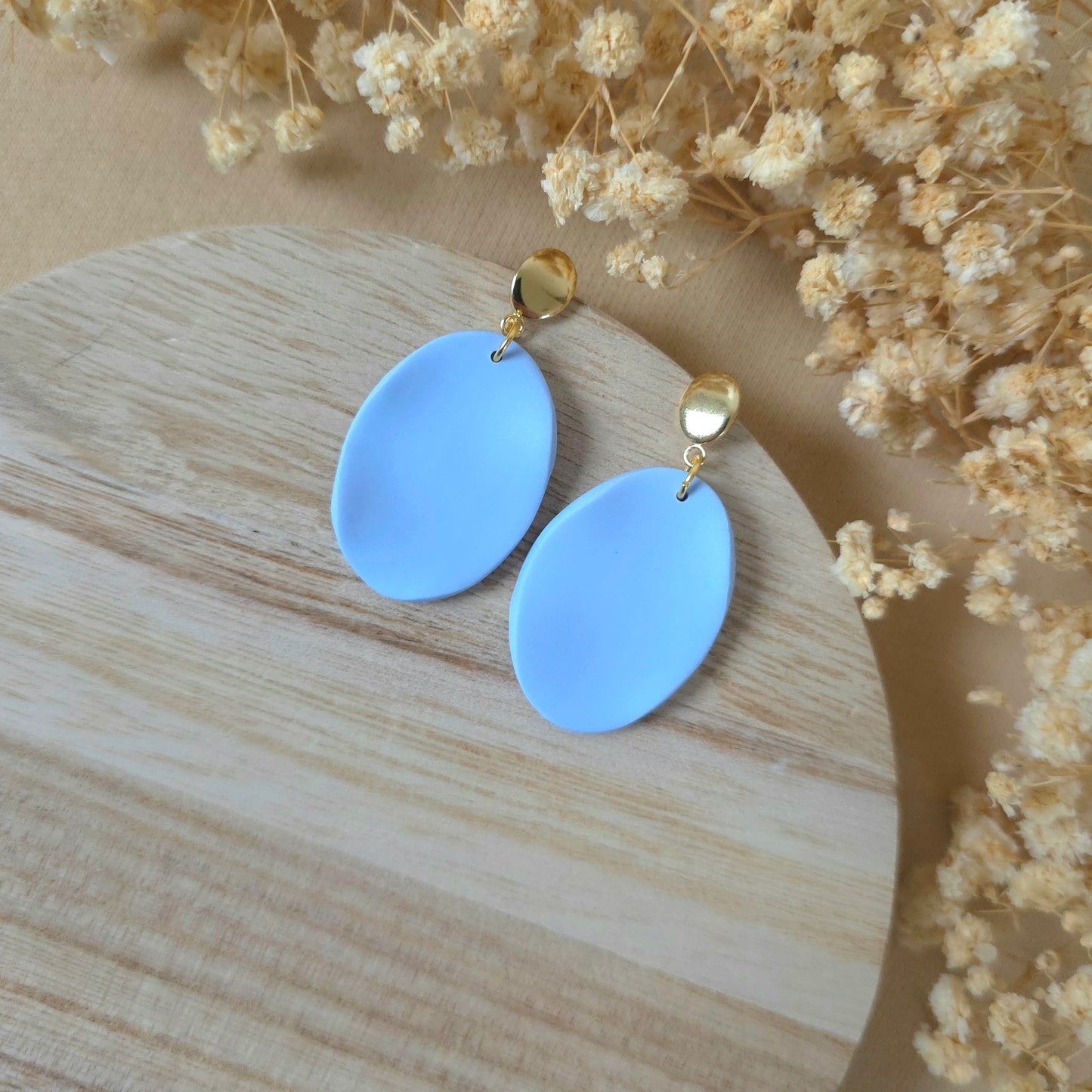 Elegant blue oval dangle earrings