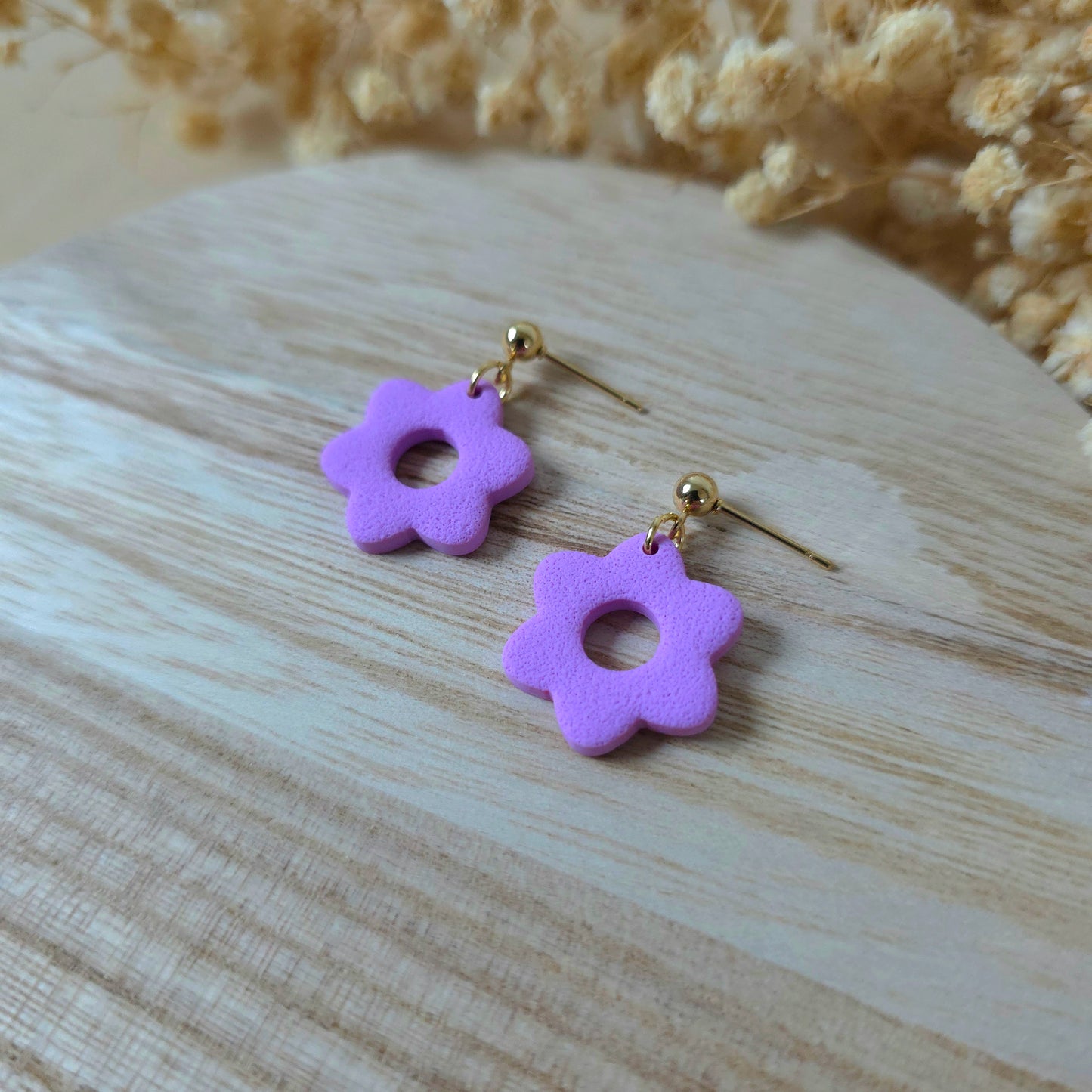 Lavender donut flower earrings