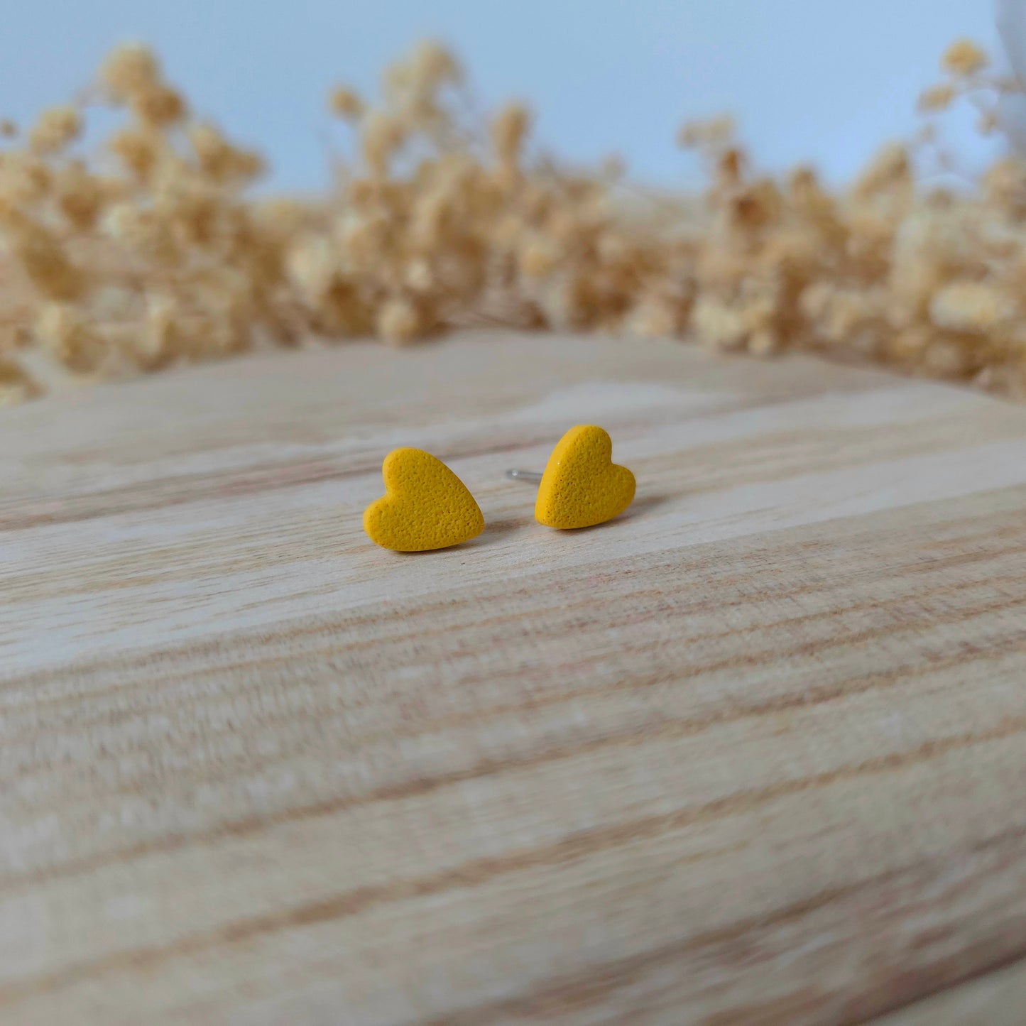Mini yellow heart stud earrings