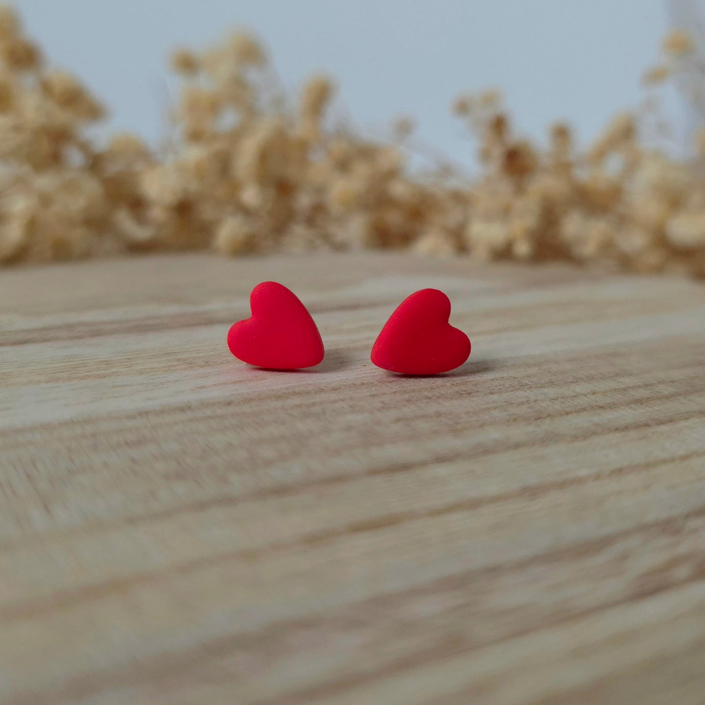 Cupid red heart stud earring