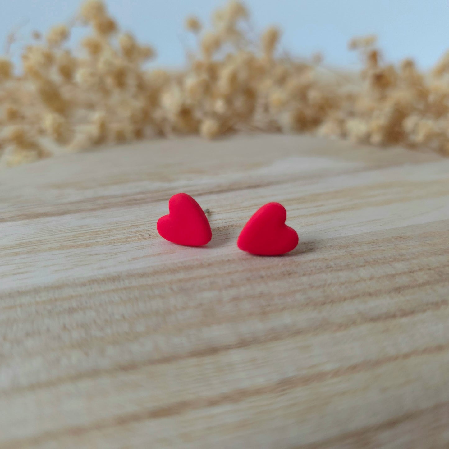 Cupid red heart stud earring