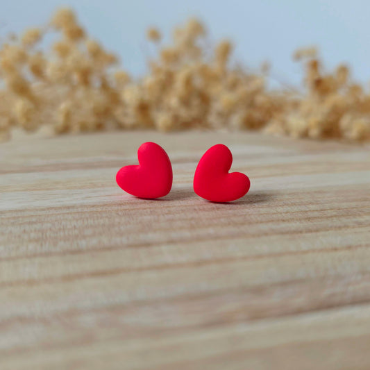 Red heart stud earrings