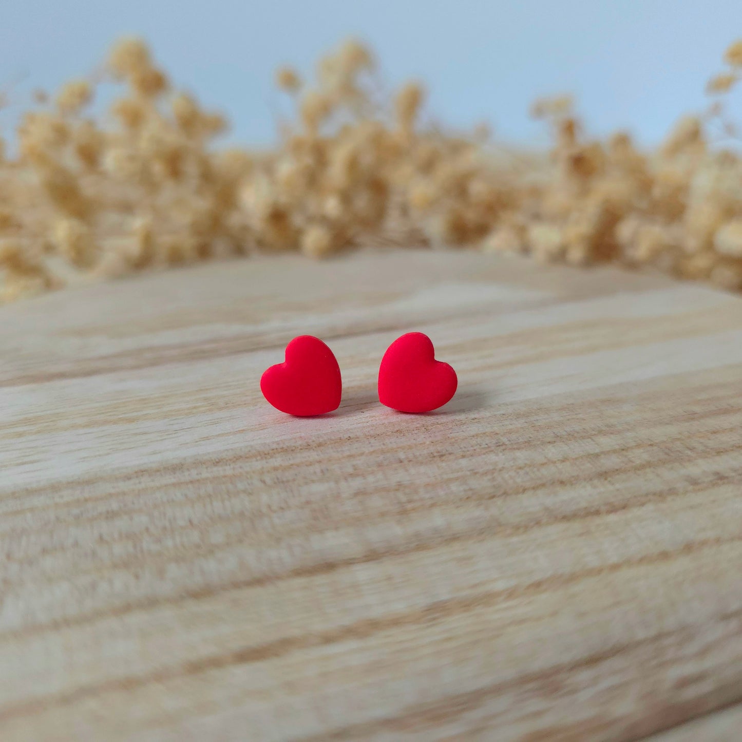 Mini red heart stud earrings