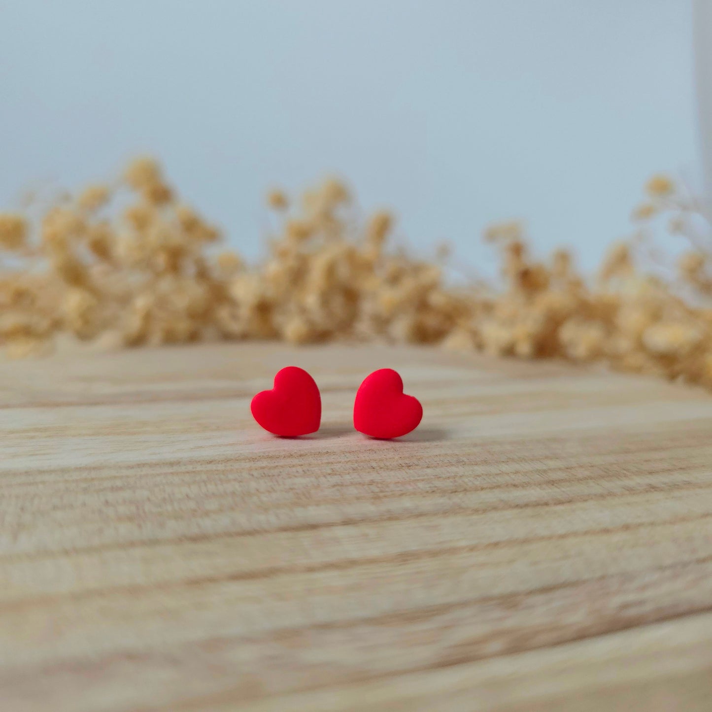 Mini red heart stud earrings
