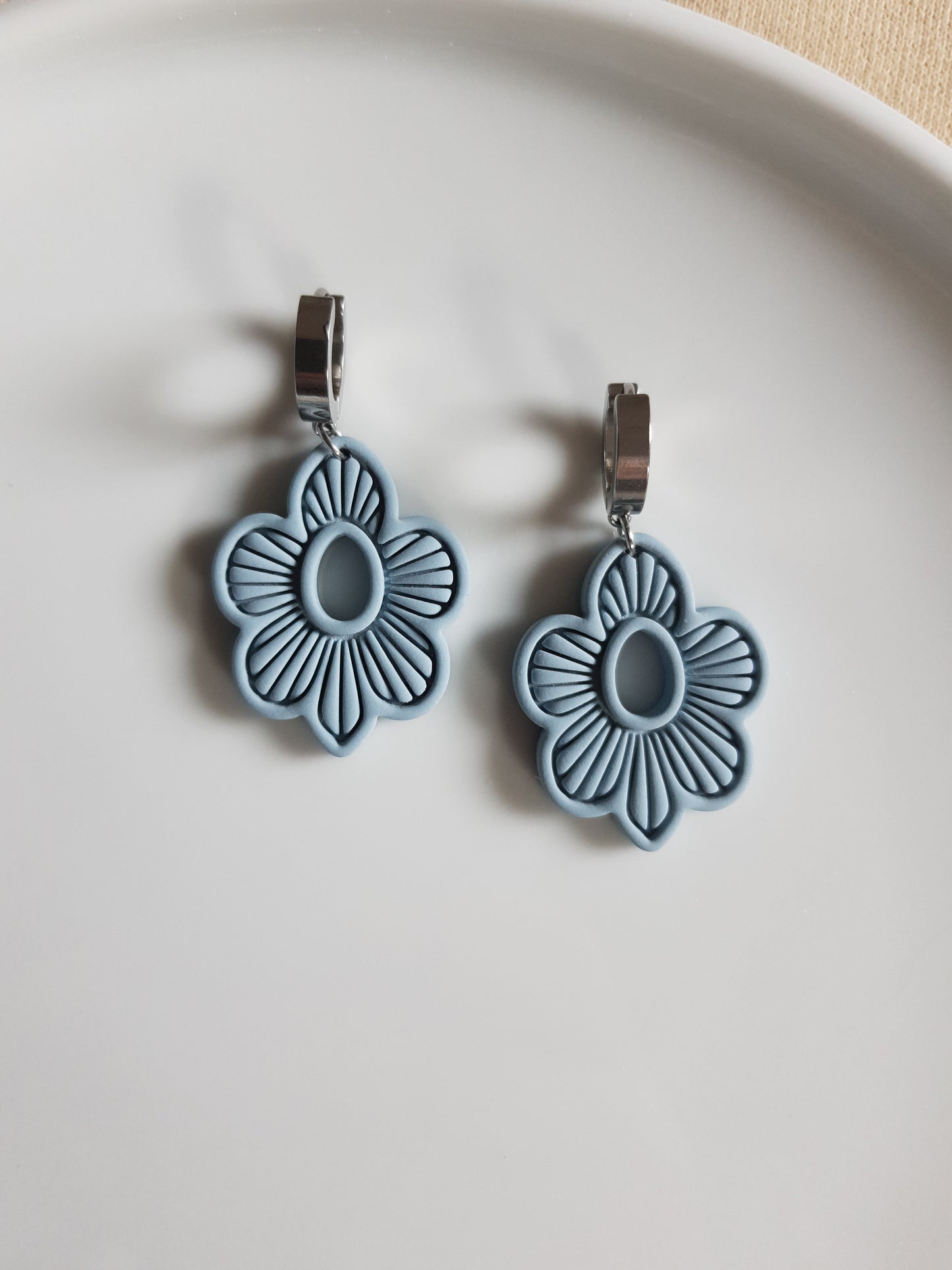 Blue boho flower earrings