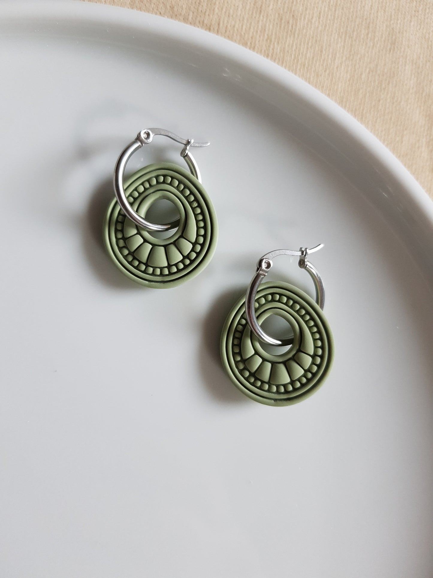Green boho charm earrings