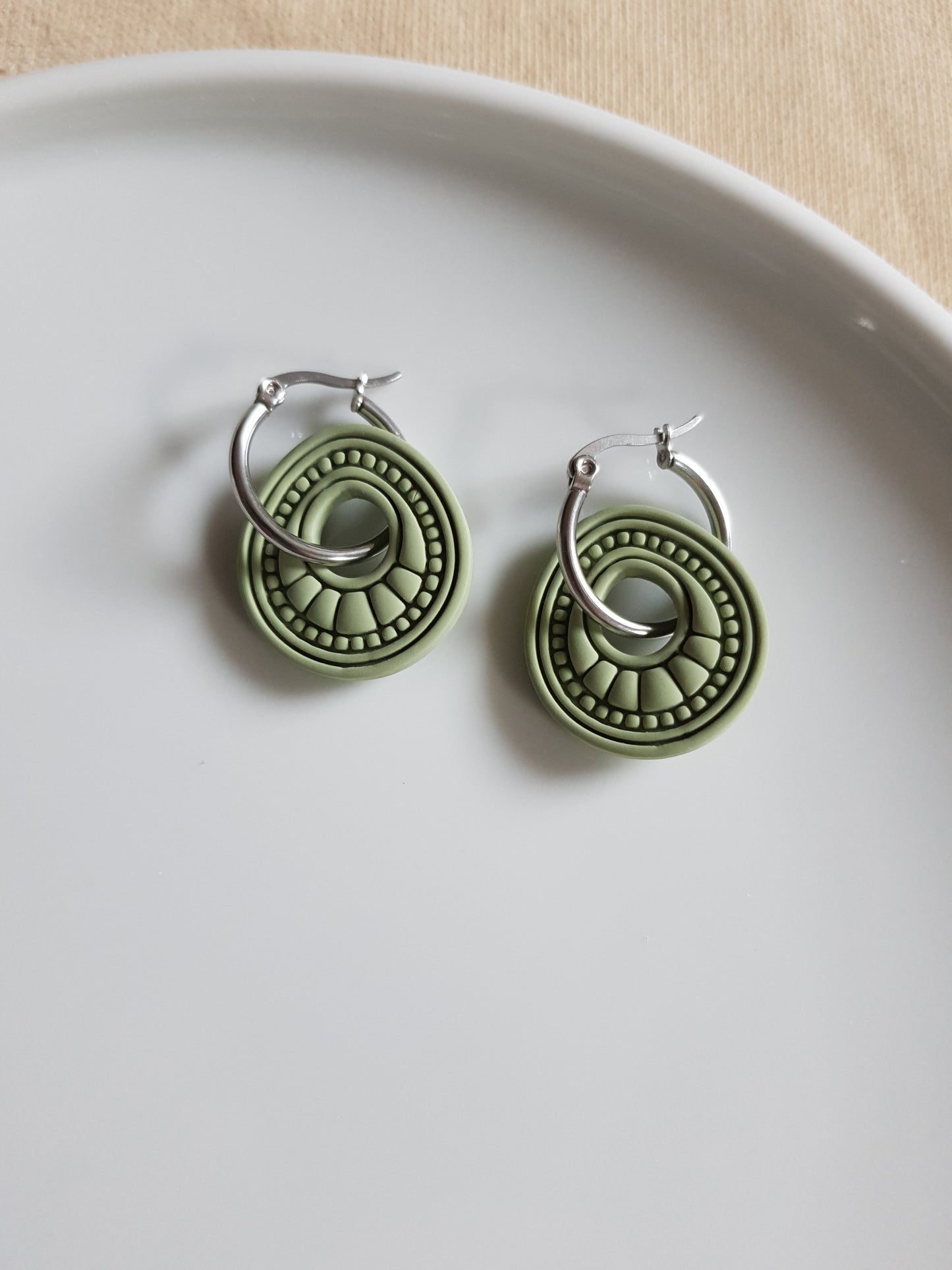 Green boho charm earrings