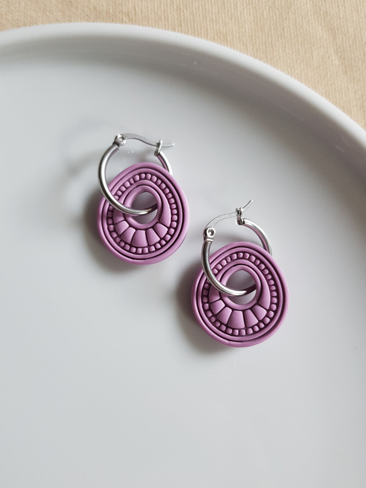 Purple boho charm earrings