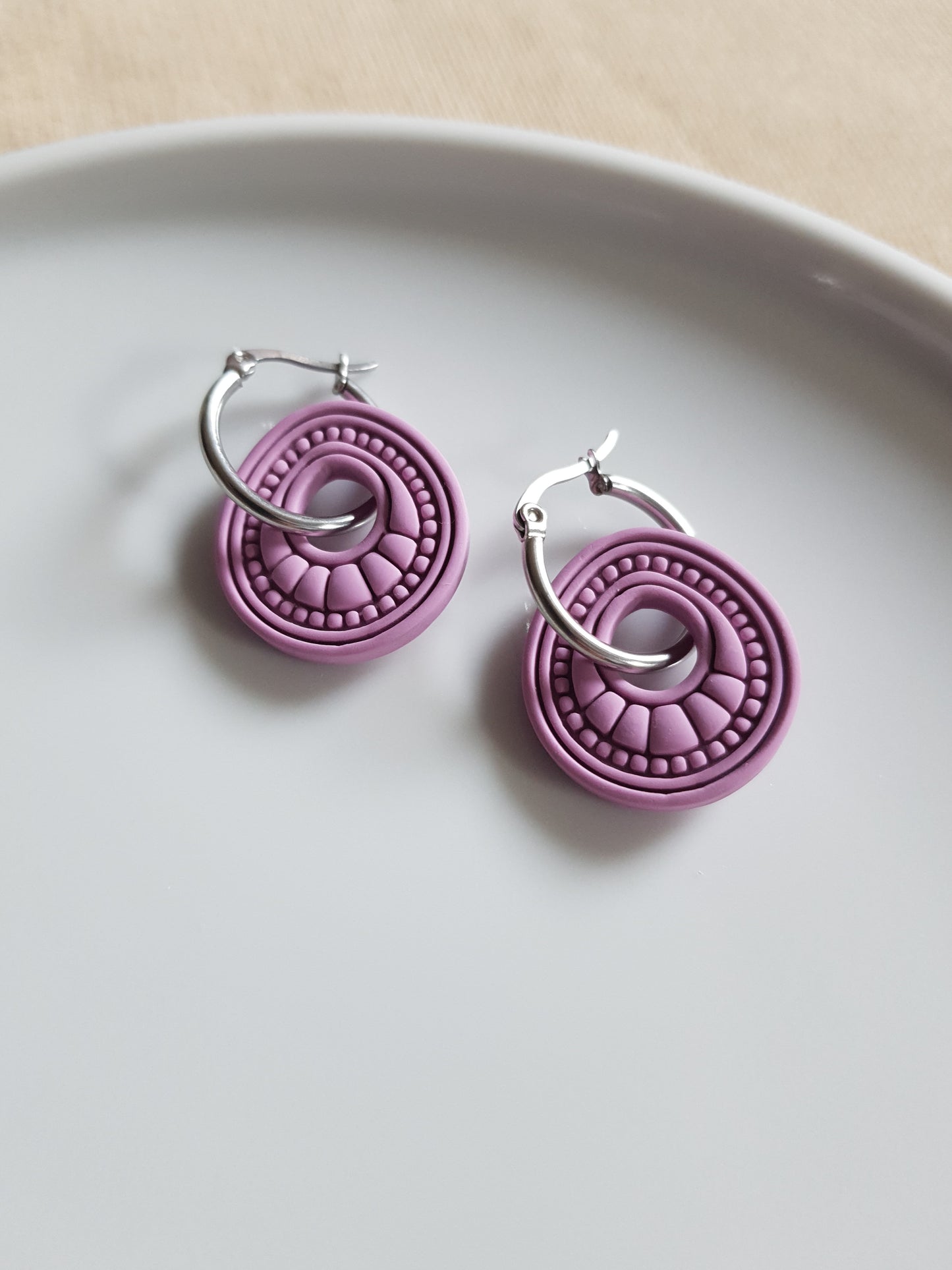 Purple boho charm earrings