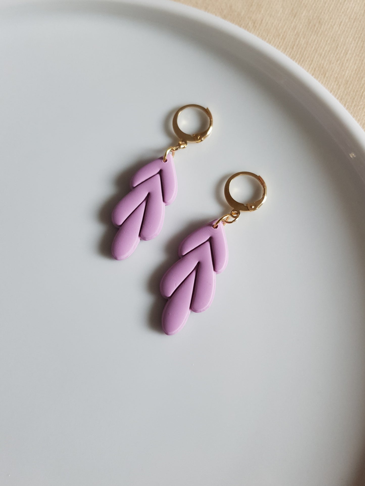 Lavender leaf earrings