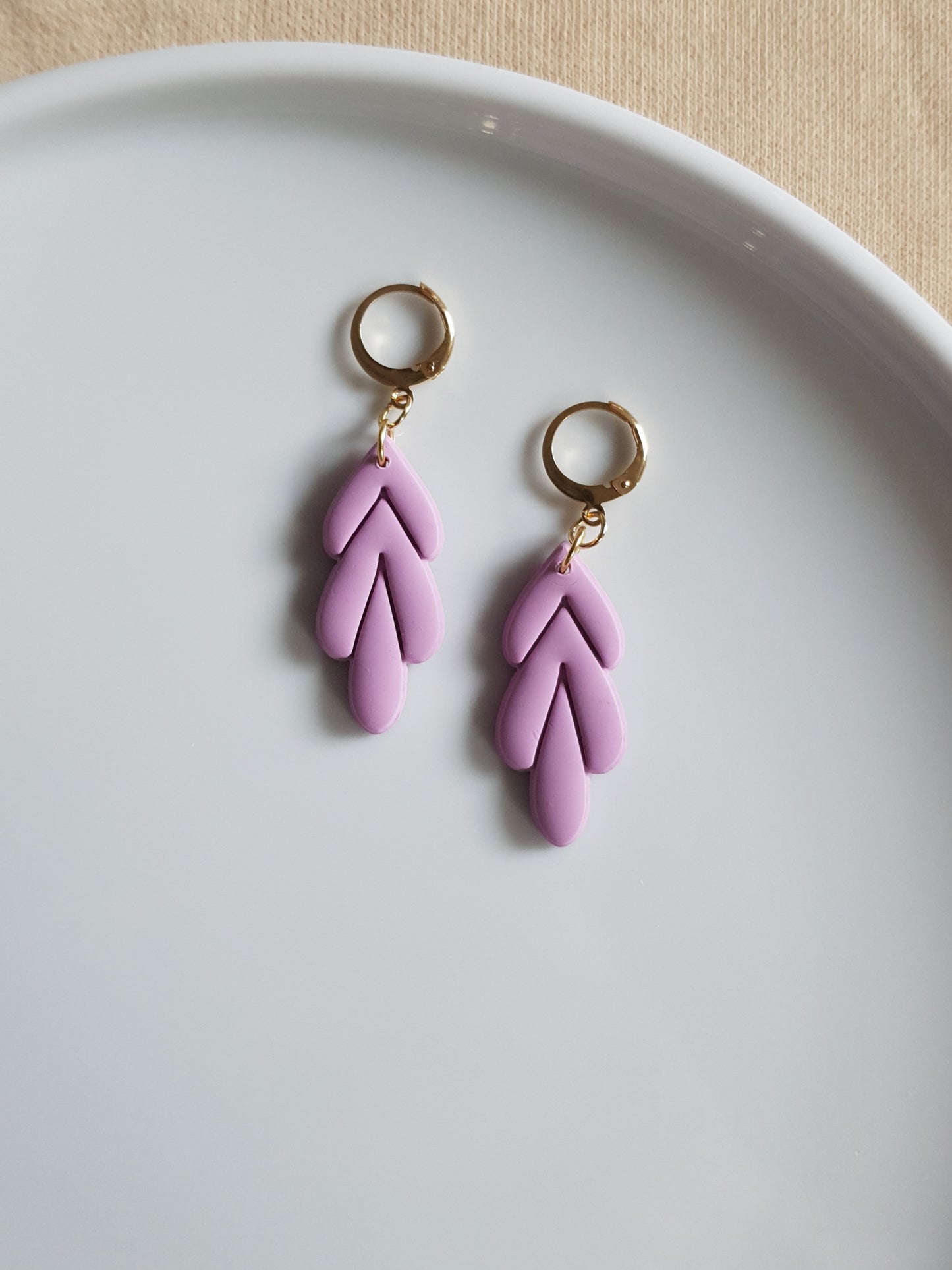 Lavender leaf earrings