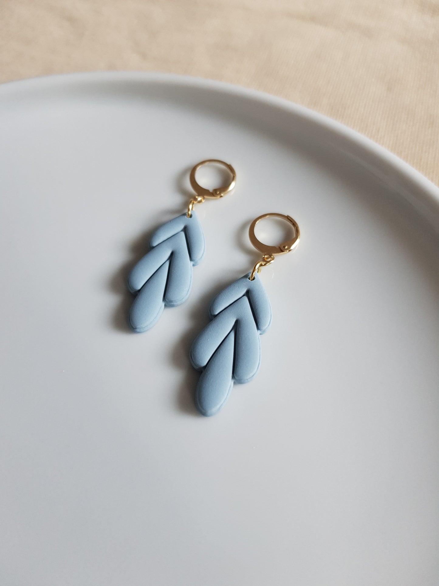 Blue leaf earrings