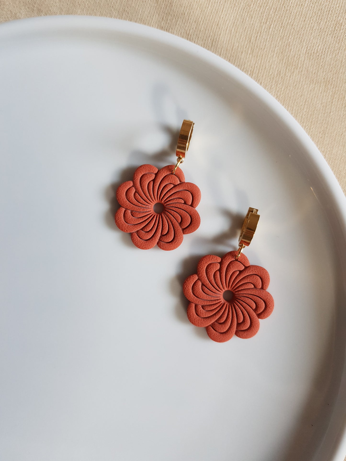 Terracotta flower earrings