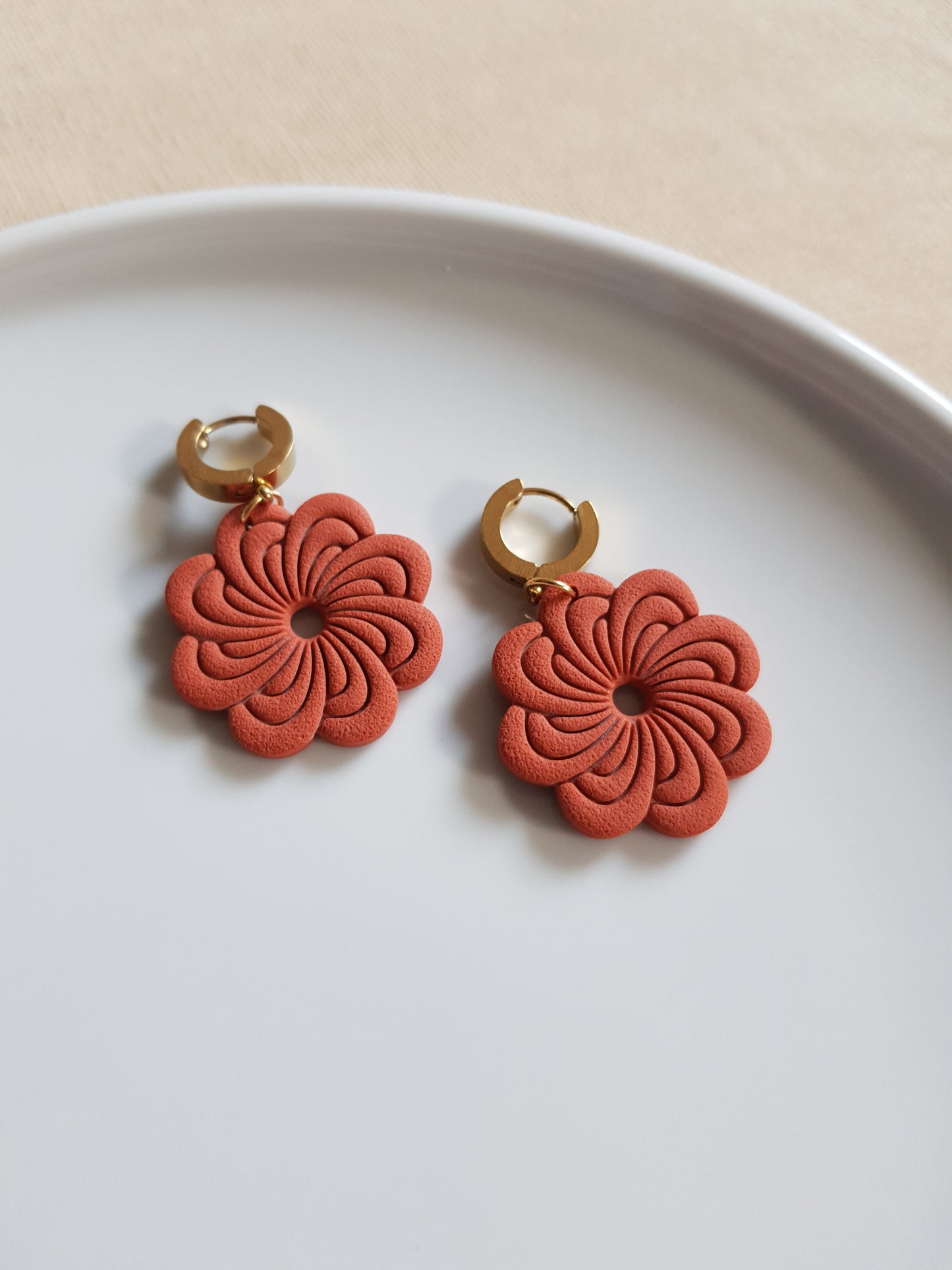Terracotta flower earrings